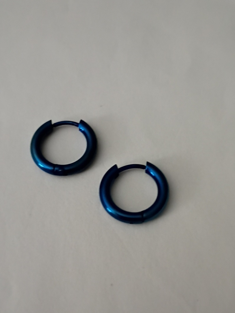 Men's Deep Blue Stainless Steel Hoop Earrings - Modern Minimalist